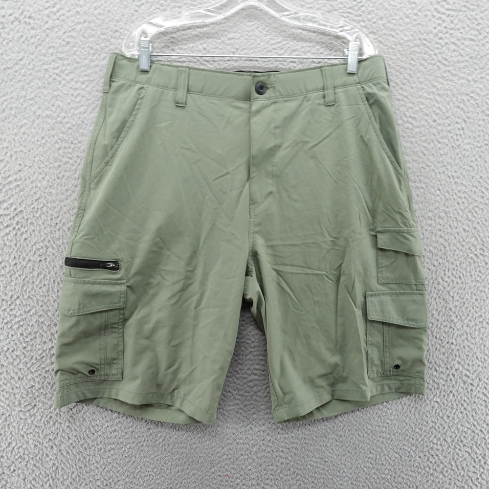 Iron Co Mens Cargo Shorts Olive Green Stretch Quick Dry Utility Size 36 NEW